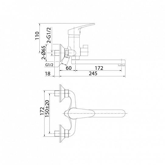 Смеситель для ванны поворотный 426924 Simp SIMSB02M02