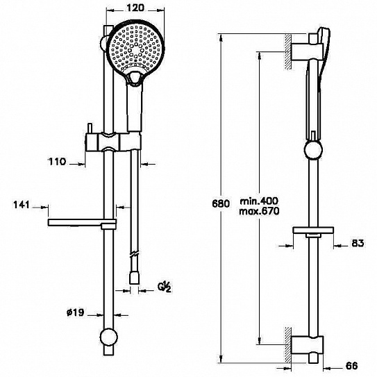 Душевой гарнитур Vitra Bliss A4574336EXP черный