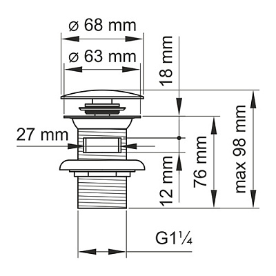 Донный клапан Push-up WasserKRAFT A073