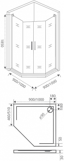 Душевое ограждение Good Door Pandora PNT-ТD-100