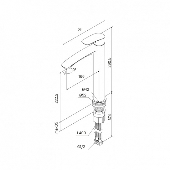 Смеситель для умывальника Milardo Rora RORWT01M01, белый матовый