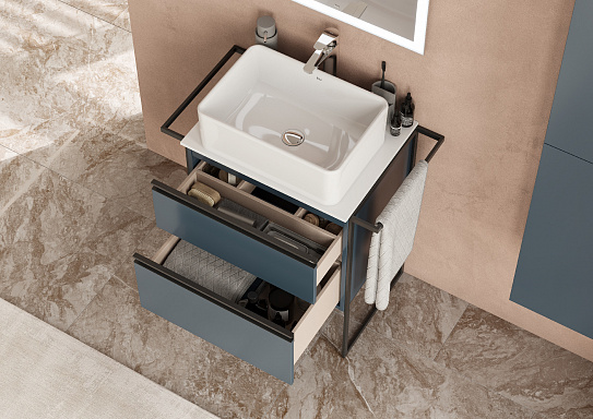 Тумба под раковину Roca Domi 60 2 ящика синий матовый ZRU9307867