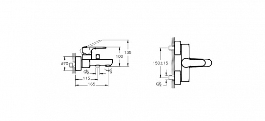 Смеситель для ванны Vitra Root Round A42725EXP