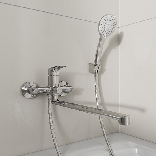 Смеситель для ванны с длинными изливом Milardo Rora глянцевый хром RORSB00M10