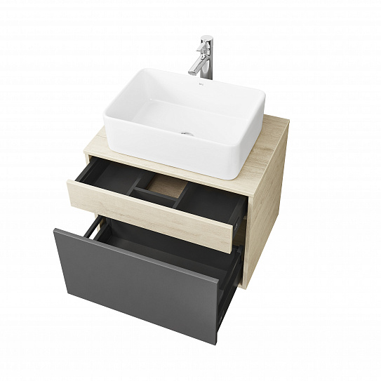 Тумба под накладную раковину Aquaton Лофт Урбан 65 серый графит, дуб орегон 1A254001LQX60