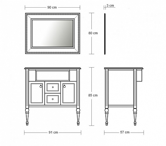 Зеркало Eurolegno Verdi 900*800Р слоновая кость с патиной