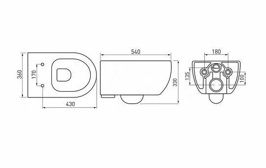 Комплект инсталляции с унитазом Berges Атом 043360