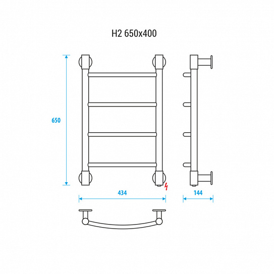Полотенцесушитель электрический Energy H2 650x400 EETR0000H2654000000