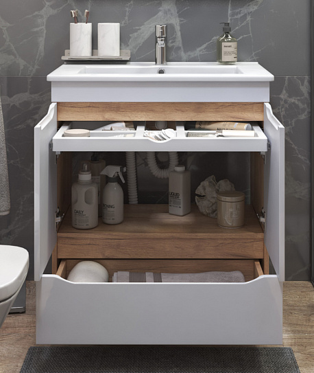 Тумба напольная с раковиной Vigo Grani 750-2-1 tn.GRI.OSK.75.2D.1Y дуб золотой