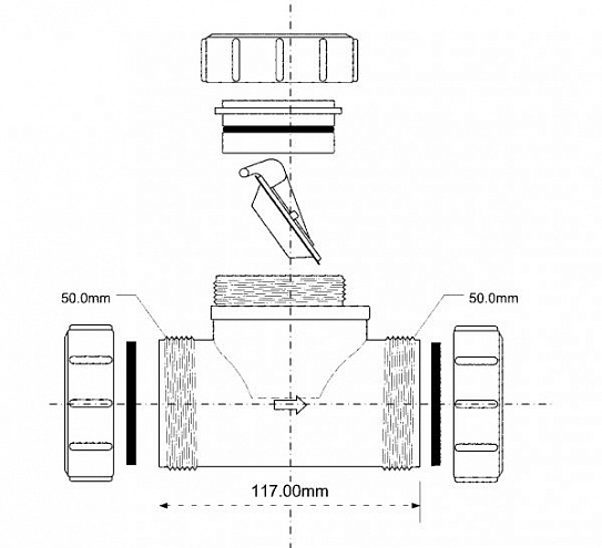 Обратный клапан выход 50мм McALPINE Z2850-NRV
