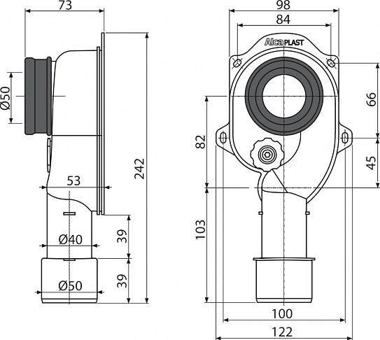 Cифон для писсуара вертикальный Alcaplast A45C