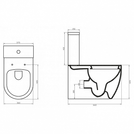 Унитаза приставной BelBagno Marino P-trap BB105CPR