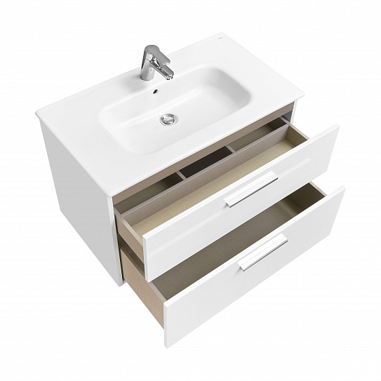 Тумба под раковину Roca Victoria 80 белый глянец 2 ящика A857470806