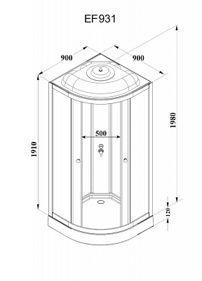 Душевая кабина 90х90 Parly EF931 четверть круга низкий поддон