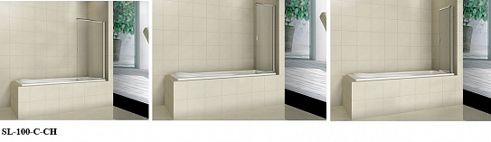 Шторка на борт ванны BAS SCREEN SL-100-C-CH (2 ств.сдвижная со скрытым доводчиком,стекло 4 мм)