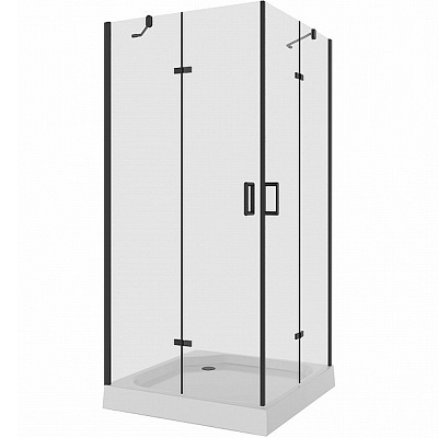 Душевое ограждение Niagara NG-6814-08 BLACK (100*100*190) квадрат, двери распашные, 1 место