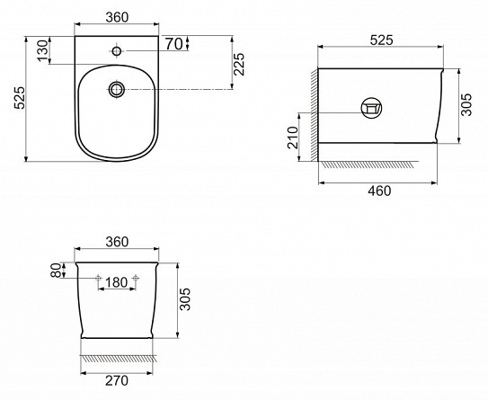 Биде подвесное Belbagno PRADO BB10150BH