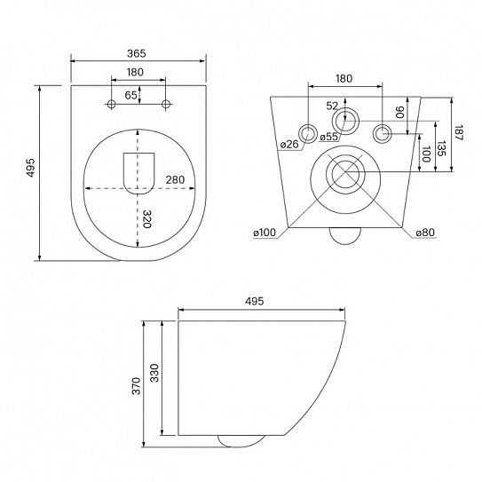 Унитаз подвесной черный матовый безободковый Iddis Blanco BLAR3BMi25