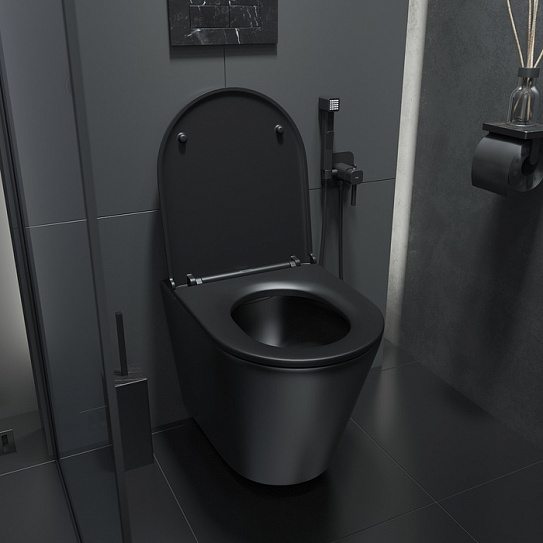 Унитаз подвесной черный матовый безободковый Iddis Calipso CALR3BMi25