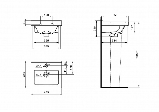 Раковина подвесная Santeri Визит 40 131177S0011B0