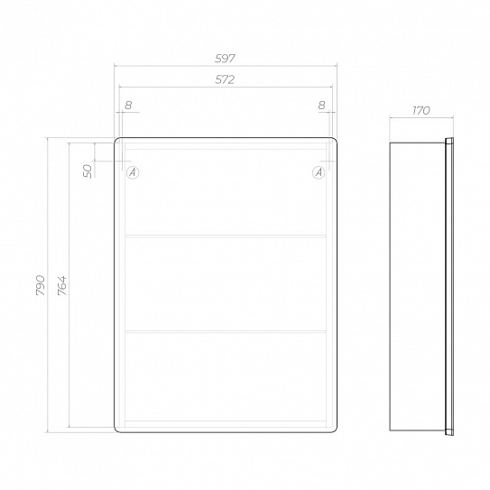 Шкаф зеркальный навесной Vigo Geometry Comfort 600