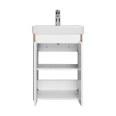 Тумба под раковину AQUATON Сканди Doors 45 белый глянец/дуб рустикальный 1A278701SDZ90