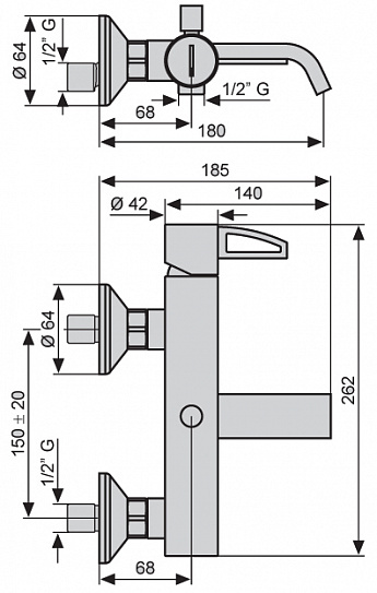 Смеситель для ванны Emmevi Minu 83001LA