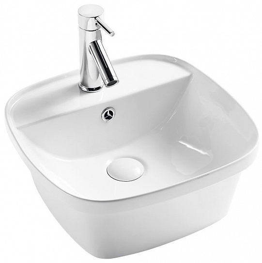 Раковина накладная 43 D&K Quadro DT1510916 с полочкой и отверстием под смеситель