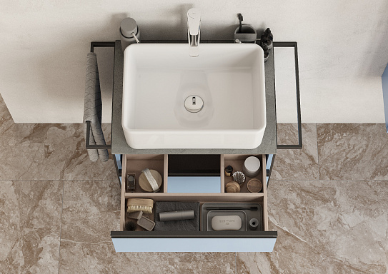 Тумба под раковину Roca Domi 60 2 ящика небесный синий матовый ZRU9307870