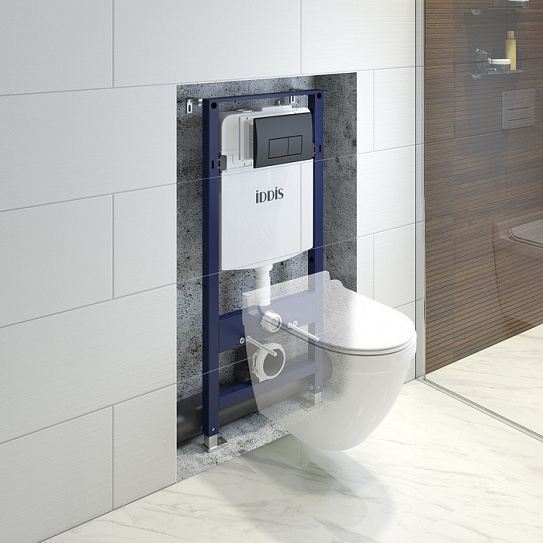 Комплект 2 в 1: инсталляция и клавиша смыва черная IDDIS Optima Home OPH00MBi32K