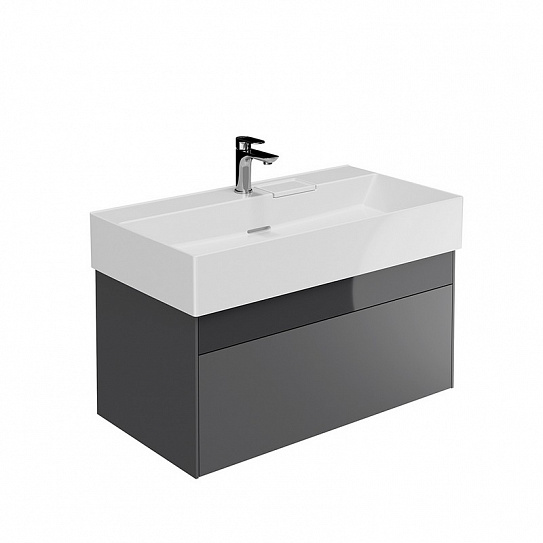 Тумба LOGICA подвесная 2 ящика 90см, стальной серый Kerama Marazzi LOG.90.2/ST