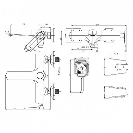 Смеситель для ванны Lemark Prizma LM3914C