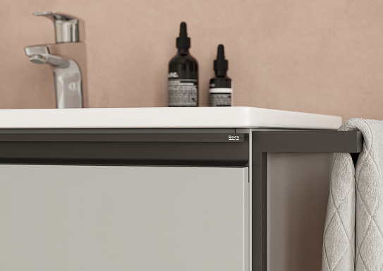 Тумба под раковину Roca Domi 80 2 ящика серый матовый ZRU9307874