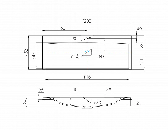 Мебельная раковина 120 Aquaton Айрис M 1200 белая 1A73283KAG010