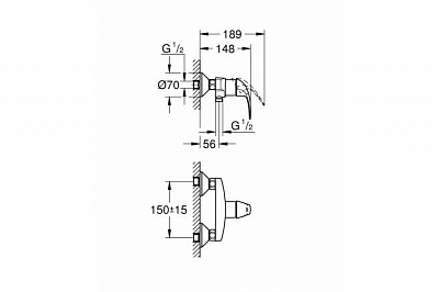 Смеситель для душа Grohe BauCurve 23631000 1-рыч. Longlife 35мм