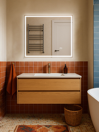 Зеркало 80х70 Аврора Monterey (подсветка, термообогрев, часы, сенсор на взмах)