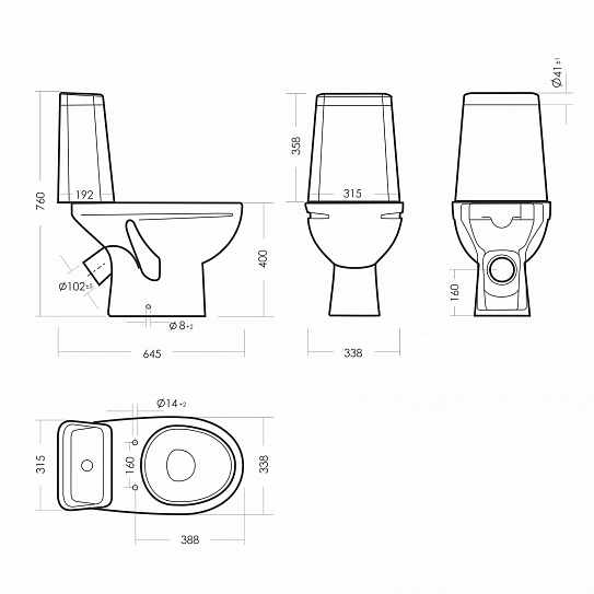 Напольный унитаз безободковый Sanita Марс WC CC Mars2-DM Rim WHTGS1