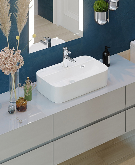 Раковина накладная 60 Sanita Luxe Infinity Shelf INF60SLWB01SH (с отверстием под смеситель)