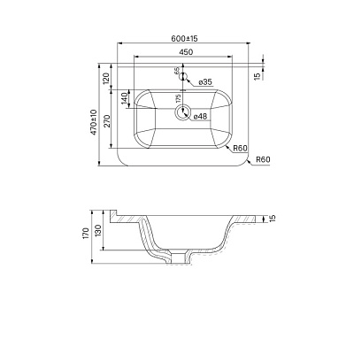 Умывальник мебельный, 60 см, IDDIS Optima Home 0106000i28