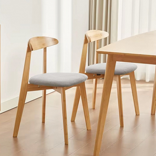 Стул из бамбука FN-240D NATURE BAMBOO+BELGE FABRIC