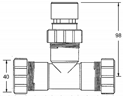 Тройник с вентиляционным клапаном McAlpine VP40T