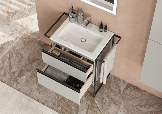 Тумба с раковиной Roca Domi 60 2 ящика серый матовый ZRU9307873
