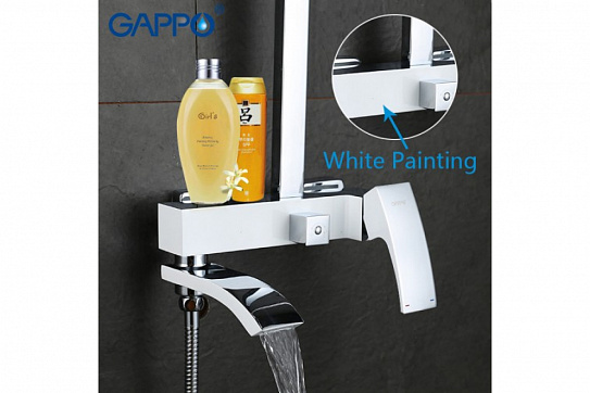 Душевая система с тропическим душем белая Gappo G2407-8