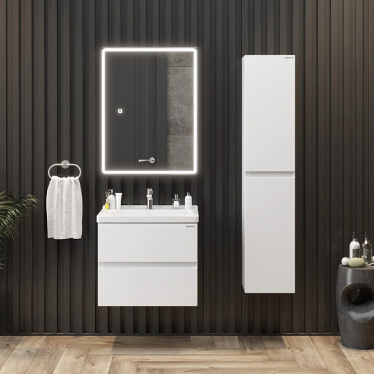 Тумба под раковину Эвада 60 подвесная, белая (рак.150179 в комплект не входит) Onika 106156