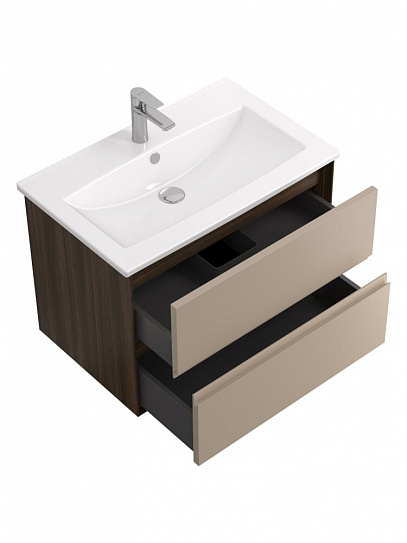 Тумба под раковину Люмин 75 Орех Франклин/Капучино (рак 161073 в комплект не входит) AQUATON 1A294001A5OK0