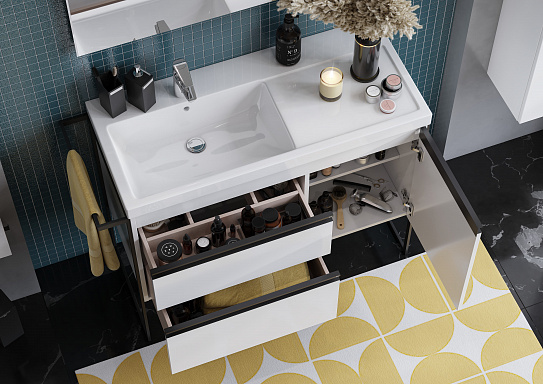 Тумба под раковину Roca Domi 100 белый глянец 2 ящика, левая A857477806