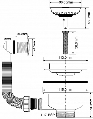 Слив и боковой перелив 1 1/2 OF 2- 113S