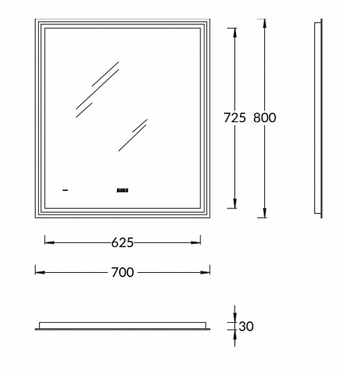 Зеркало 70х80 с LED подсветкой функцией антизапотевание Kerama Marazzi TECHNO TE.mi.70 белый глянцевый