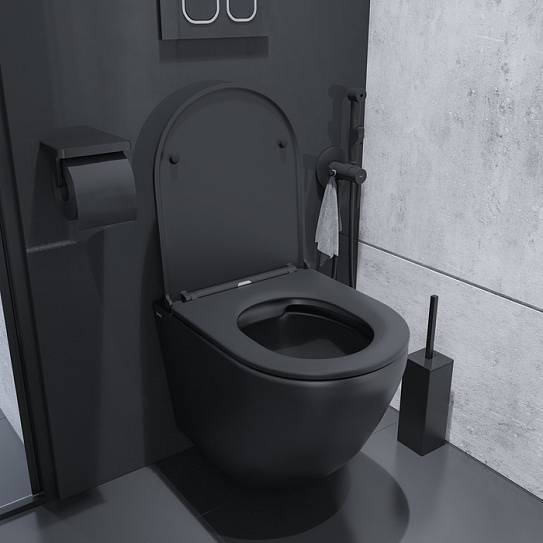 Унитаз подвесной черный матовый безободковый Iddis Blanco BLAR3BMi25