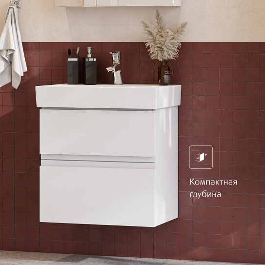 Тумба под раковину Roca Oleta 60 белый глянец, 2 ящика, A857639806